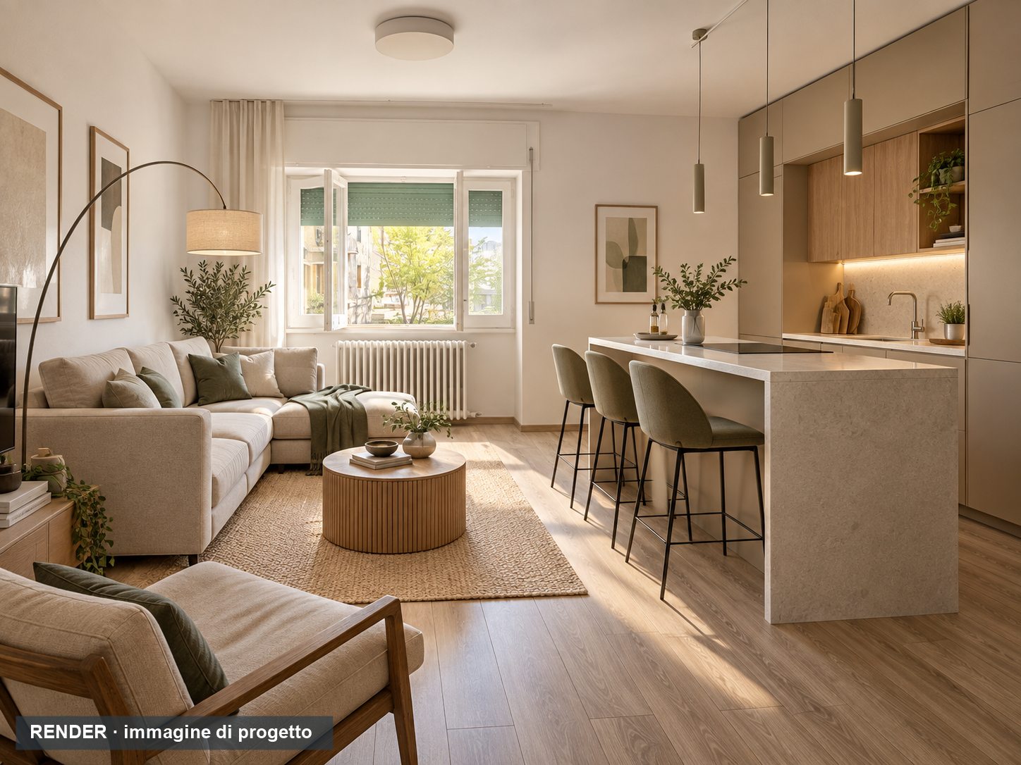 Render della zona giorno